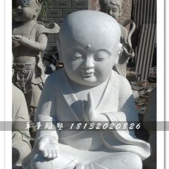 打坐小和尚石雕，大理石人物雕塑