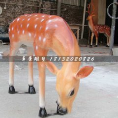 玻璃鋼卡通小鹿雕塑，梅花鹿玻璃鋼