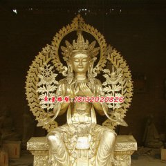 菩薩銅雕，貼金菩薩雕塑