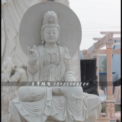 坐式觀(guān)音菩薩雕塑，漢白玉坐式觀(guān)音菩薩雕塑