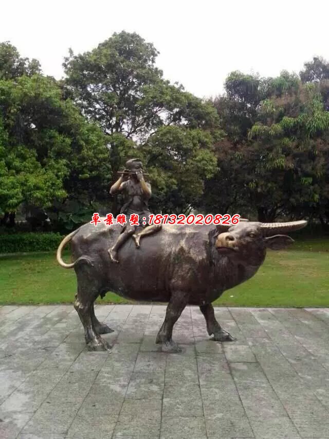 牧童騎牛銅雕，公園小品銅雕