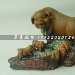 仿真小豬雕塑，玻璃鋼小豬雕塑