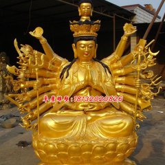 千手觀音銅雕，坐式千手觀音菩薩雕塑