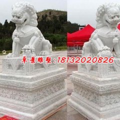 獅子石雕，漢白玉門獅雕塑