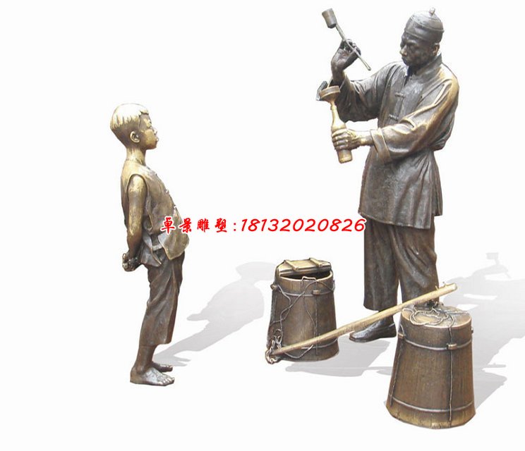 打醬油銅雕,廣場(chǎng)小品銅雕