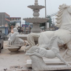 石雕馬，馬踏祥云石雕，漢白玉馬踏祥云雕塑