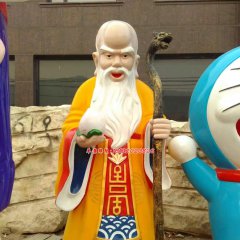 玻璃鋼壽星公雕塑，仿真壽星公雕塑