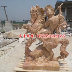 西方戰(zhàn)士石雕，晚霞紅西方人物石雕