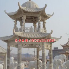 雙層涼亭石雕，大理石涼亭雕塑