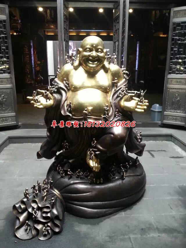 彌勒佛銅雕，貼金彌勒佛雕塑
