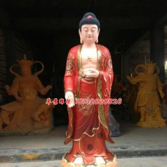 立式如來佛雕塑，玻璃鋼彩繪佛像
