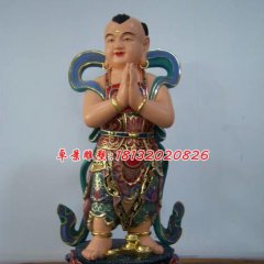 玻璃鋼善財(cái)童子雕塑，彩繪神仙雕塑