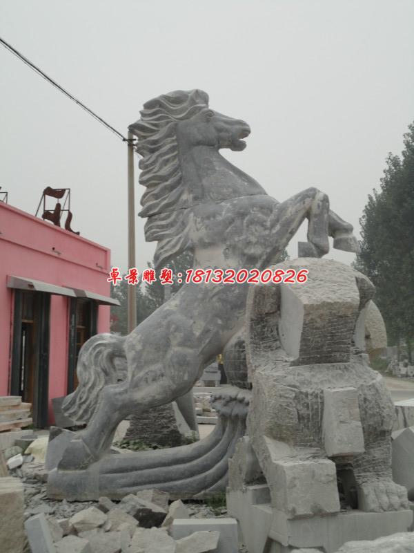 廣場立馬石雕,青石動物雕塑
