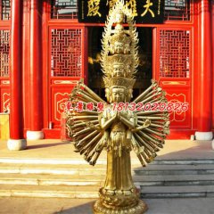 千手觀音銅雕，寺廟佛像雕塑