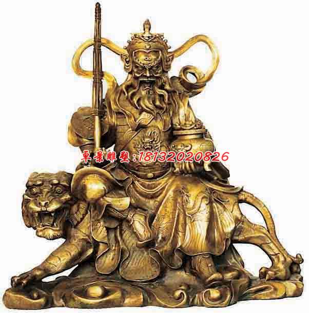 騎虎財(cái)神銅雕,武財(cái)神雕塑