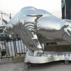 不銹鋼拓荒牛，開荒牛雕塑