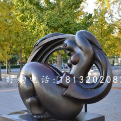 抽象女人銅雕，公園抽象人物銅雕