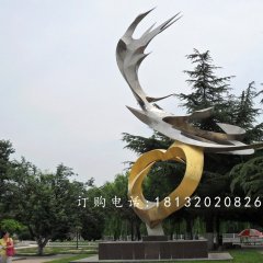 鳳凰展翅不銹鋼雕塑，公園景觀雕塑