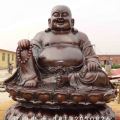 大肚彌勒佛銅雕，紫銅佛像雕塑
