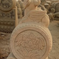 門墩石雕，晚霞紅抱鼓石