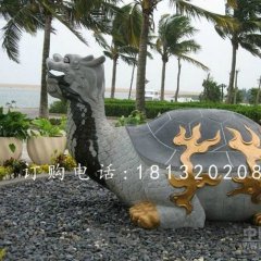大理石龍龜?shù)袼?，古代神獸石雕
