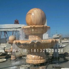 風(fēng)水球噴泉石雕，晚霞紅噴水球