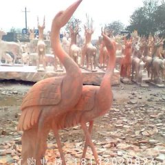 丹頂鶴雕塑，晚霞紅仙鶴動物石雕
