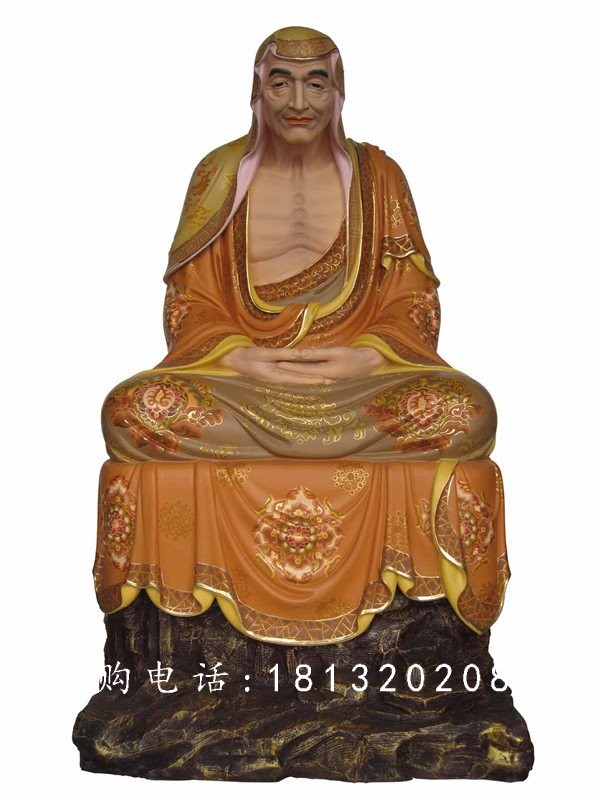 坐式佛像雕塑，玻璃鋼十八羅漢 (8)