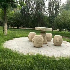 鼓式桌凳石雕，公園石桌凳