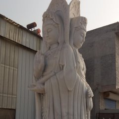 三面觀音石雕，大理石立式觀音