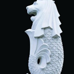 魚(yú)尾獅石雕，公園景觀石雕