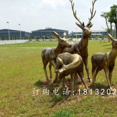 梅花鹿銅雕，園林景觀銅雕，公園動(dòng)物銅雕