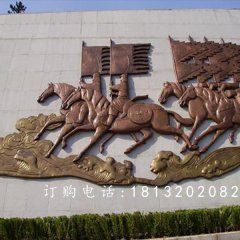 鍛銅浮雕，古代人物騎馬銅浮雕