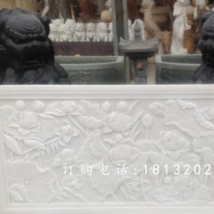 漢白玉浮雕，荷花荷葉石浮雕