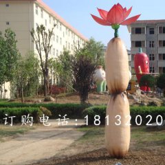 玻璃鋼蓮藕荷花雕塑，公園景觀雕塑