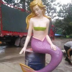 玻璃鋼美人魚(yú)雕塑，玻璃鋼彩繪雕塑