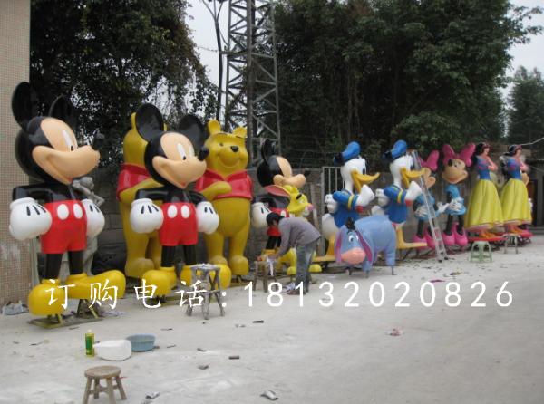 玻璃鋼米老鼠唐老鴨雕塑，卡通雕塑
