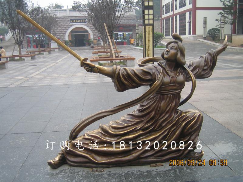 古代美女舞劍銅雕,廣場(chǎng)人物銅雕