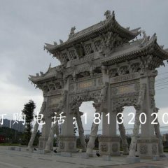 三門石牌樓，大理石牌樓雕塑