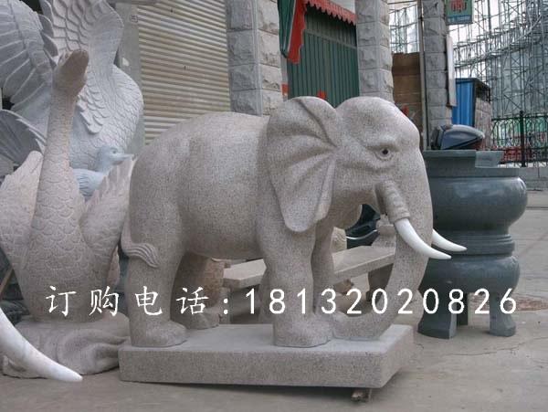 大理石小象，公園動(dòng)物石雕