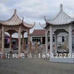 六角涼亭石雕，公園石雕涼亭