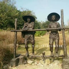 干農(nóng)活人物雕塑，公園人物銅雕