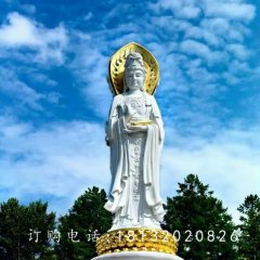 大型三面觀音石雕，漢白玉佛像雕塑