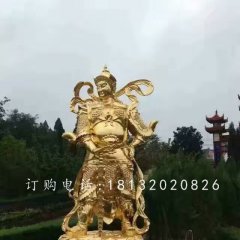 韋陀銅雕，貼金菩薩雕塑