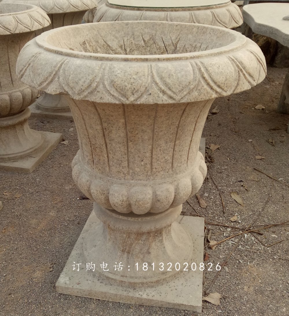 砂巖花盆，公園花盆石雕