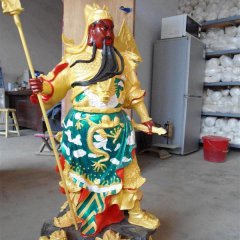 持刀關公雕塑，玻璃鋼彩繪關公雕塑