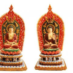 三寶佛雕塑，玻璃鋼坐式佛像