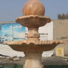 大型風(fēng)水球噴泉，晚霞紅風(fēng)水球石雕