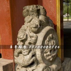 抱鼓石雕塑，仿古石門墩雕塑