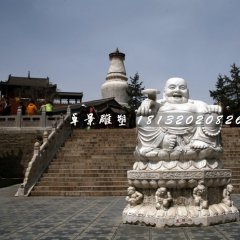大肚彌勒佛石雕，大理石佛像雕塑